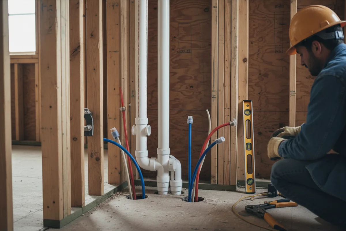 Drain and supply rough-in during Leak Detection in Penwell