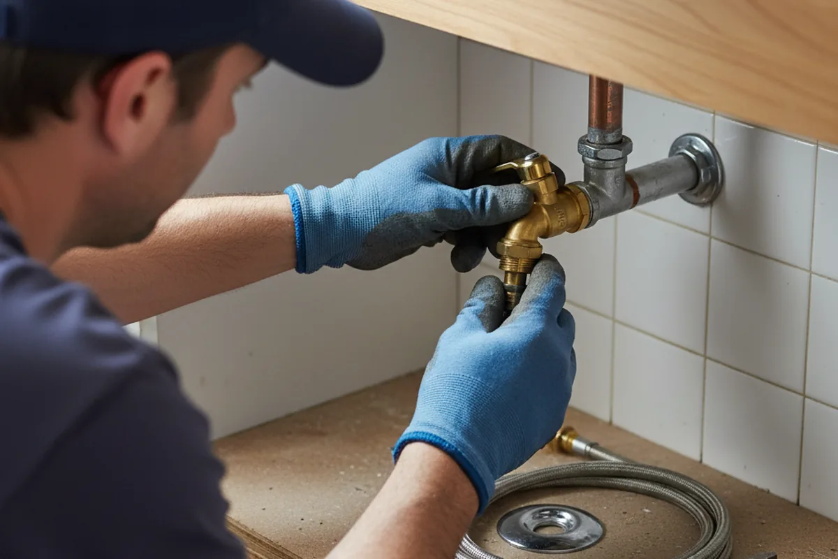 Shutoff valve and fitting work during Faucet and Fixture Repair in Penwell